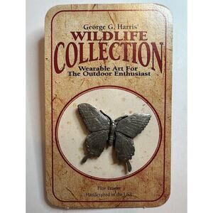 Vintage Wildlife Collection Pewter Tiger Swallowtail Butterfly lapel pin